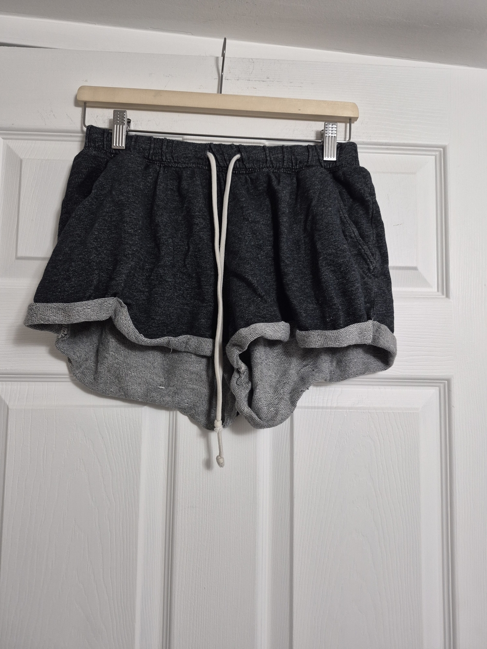 Set Of Two Dark Charcoal Gray And Burgundy Terry Athletic Shorts